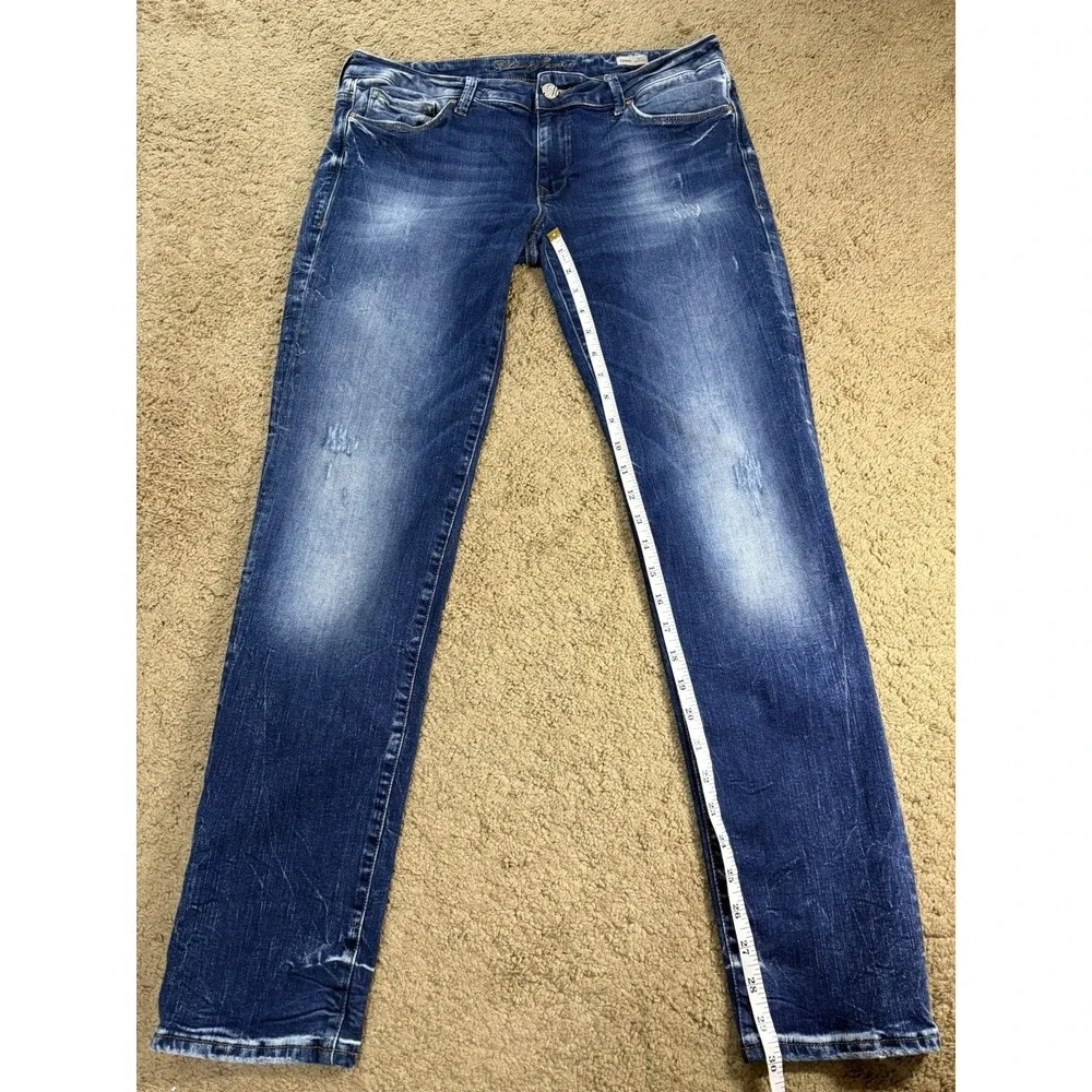 Mavi Jeans Women 33 Emma Slim Boyfriend Distressed Low Rise Acid Wash